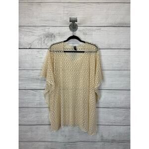 Tempo By Lavello Women's Ivory Lace Sheer Easy Style Poncho One Size